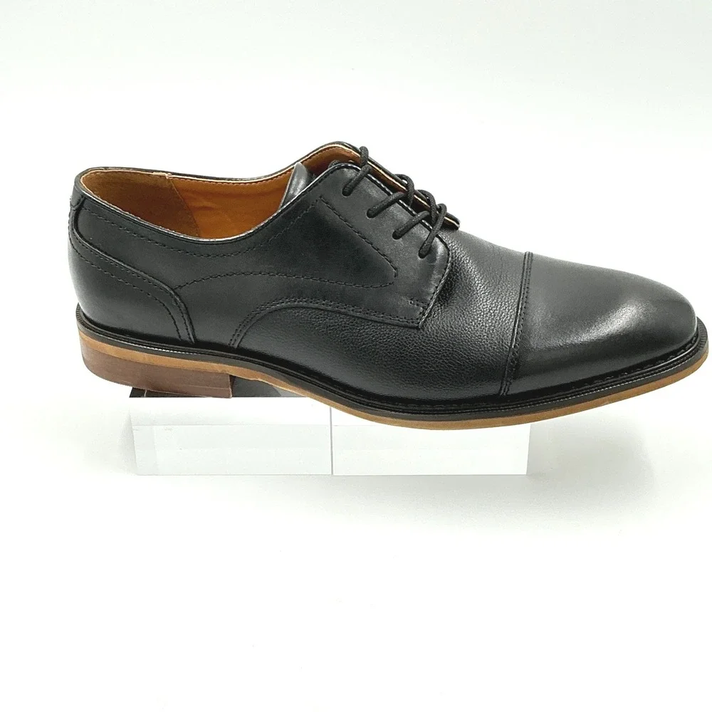 Nordstrom Rack Mens Size 11 Black Leather Cap Toe Derby Dress Shoes NEW Radian